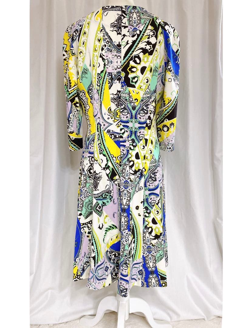 美品 ETRO エトロ 大きいサイズ 総柄 ペイズリー 膝下ワンピース