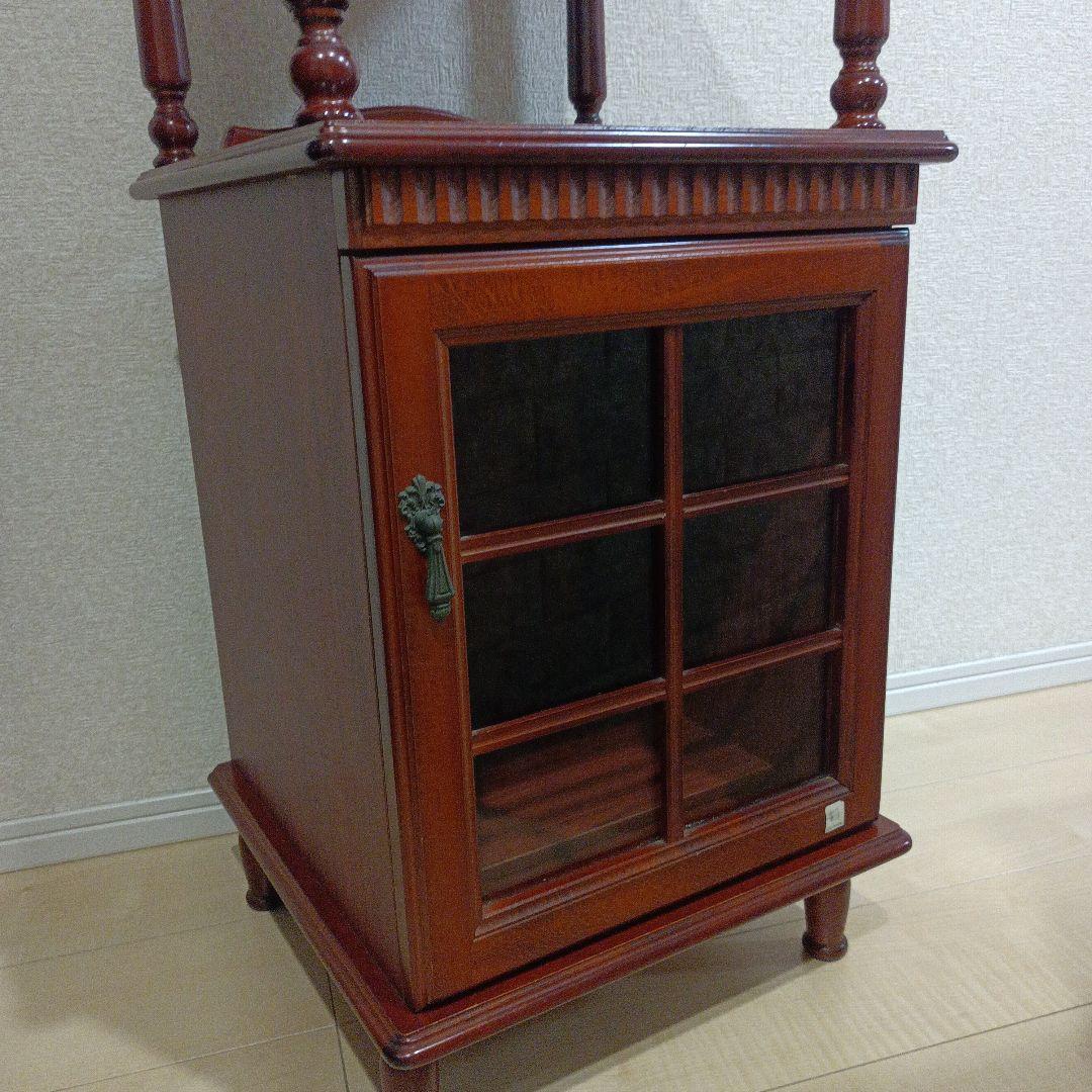 昭和レトロ　アンティーク　木製電話台・ファックス台 2段式 　四国工芸