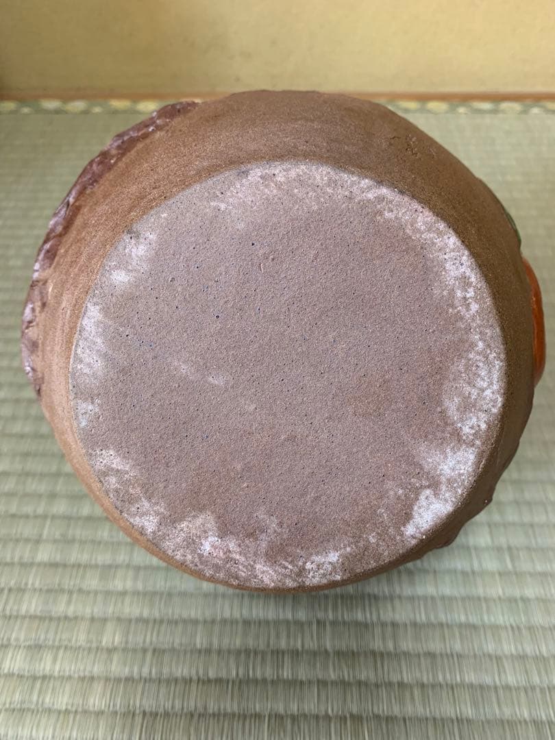 鍋島焼 名工 嘉秀 作 盛上彩釉 柿図 飾壺 陶器 壺 高さ約25㎝