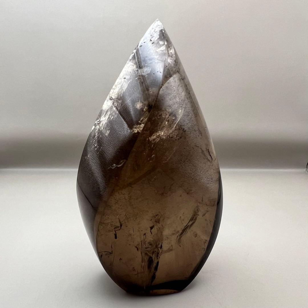 （smoky10）高品質フレイムシェイプ火焔ガーデンインスモーキークォーツ虹入り