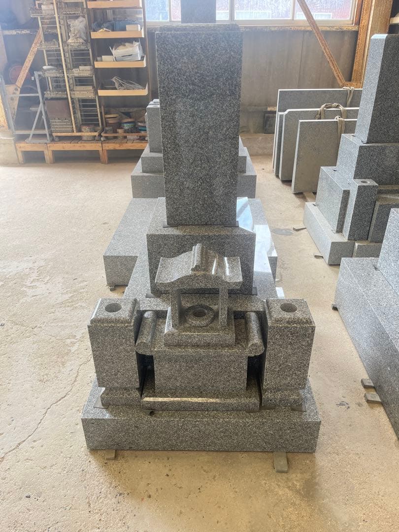 国産　大島石　角型香炉セット　お墓参り