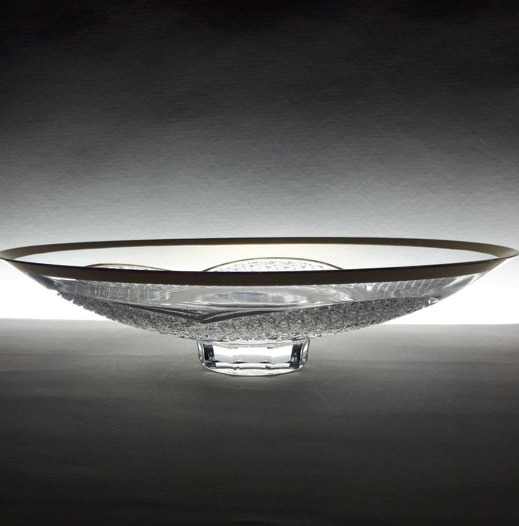 江戸切子　カガミクリスタル　 金縁 クリスタル　　最高級　大皿　【 美品 】