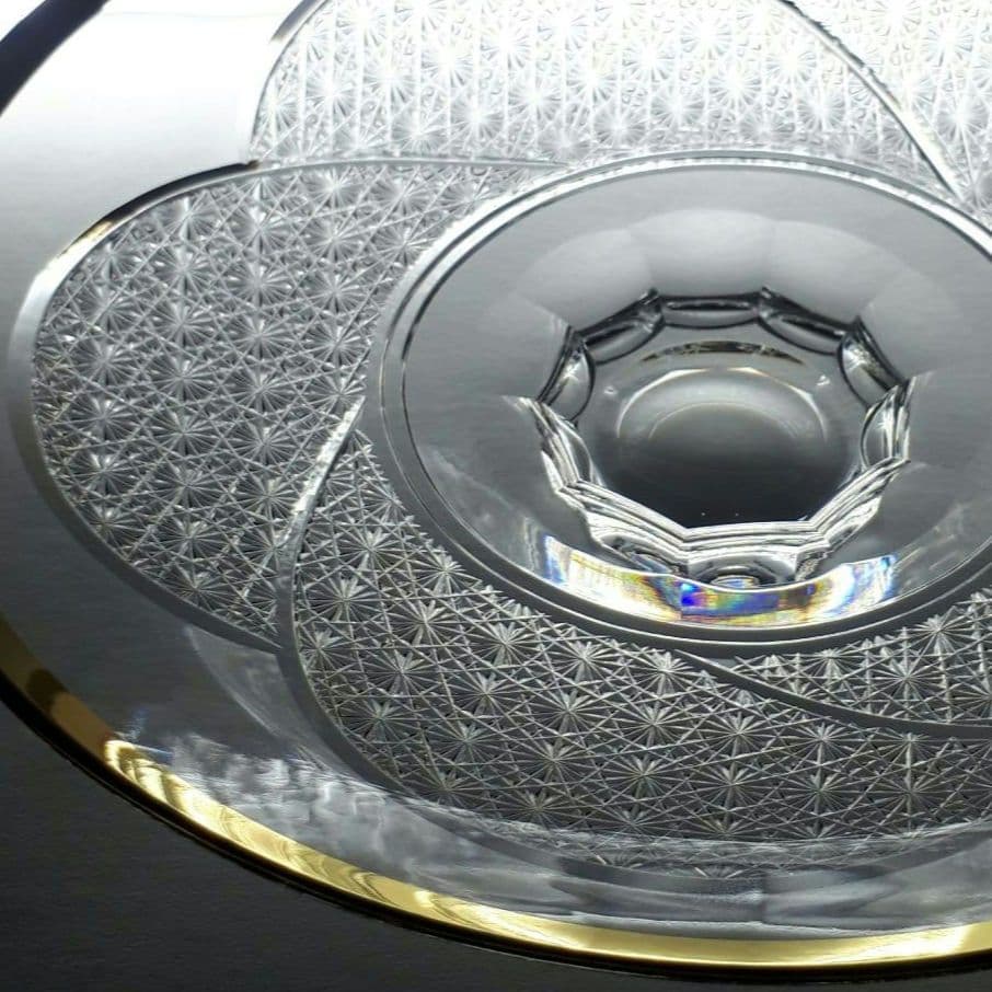 江戸切子　カガミクリスタル　 金縁 クリスタル　　最高級　大皿　【 美品 】