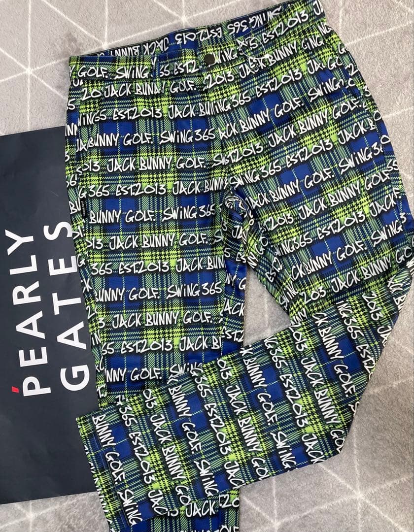 新品 パーリーゲイツ ジャックバニー ドビー二重織り裏起毛パンツ(4)M/ライム