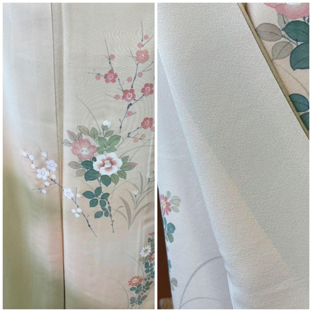 専用　4点フルセット　正絹訪問着　袋帯　帯揚げ　帯締め　手描き