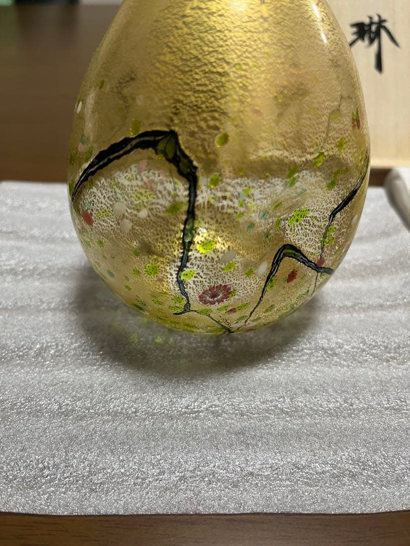新品 未使用品 黒木国昭作 酒器 金彩 光琳 徳利 おちょこ 人間国宝ガラス工芸