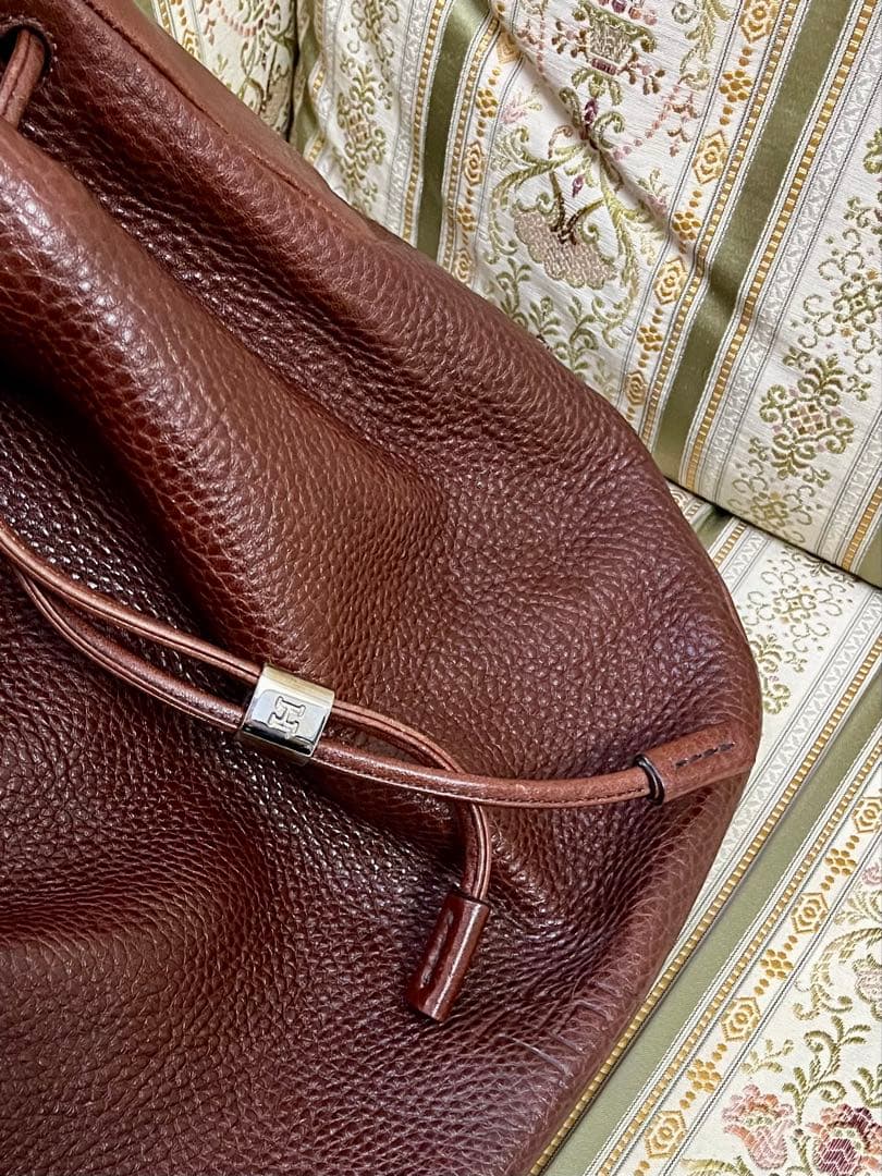 HIROFU ブラウンレザー巾着　バケツ型ショルダーバッグ