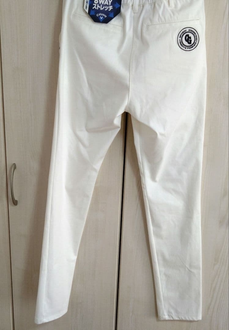☆１５％引き☆Callaway防水ホワイトパンツスリムＬＬゴルフストレッチパンツ