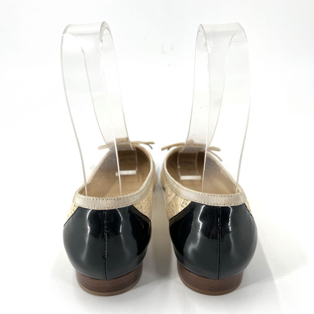 シャネル　パンプス　ココマーク　バレエシューズ　バイカラー　レース　35 1/2