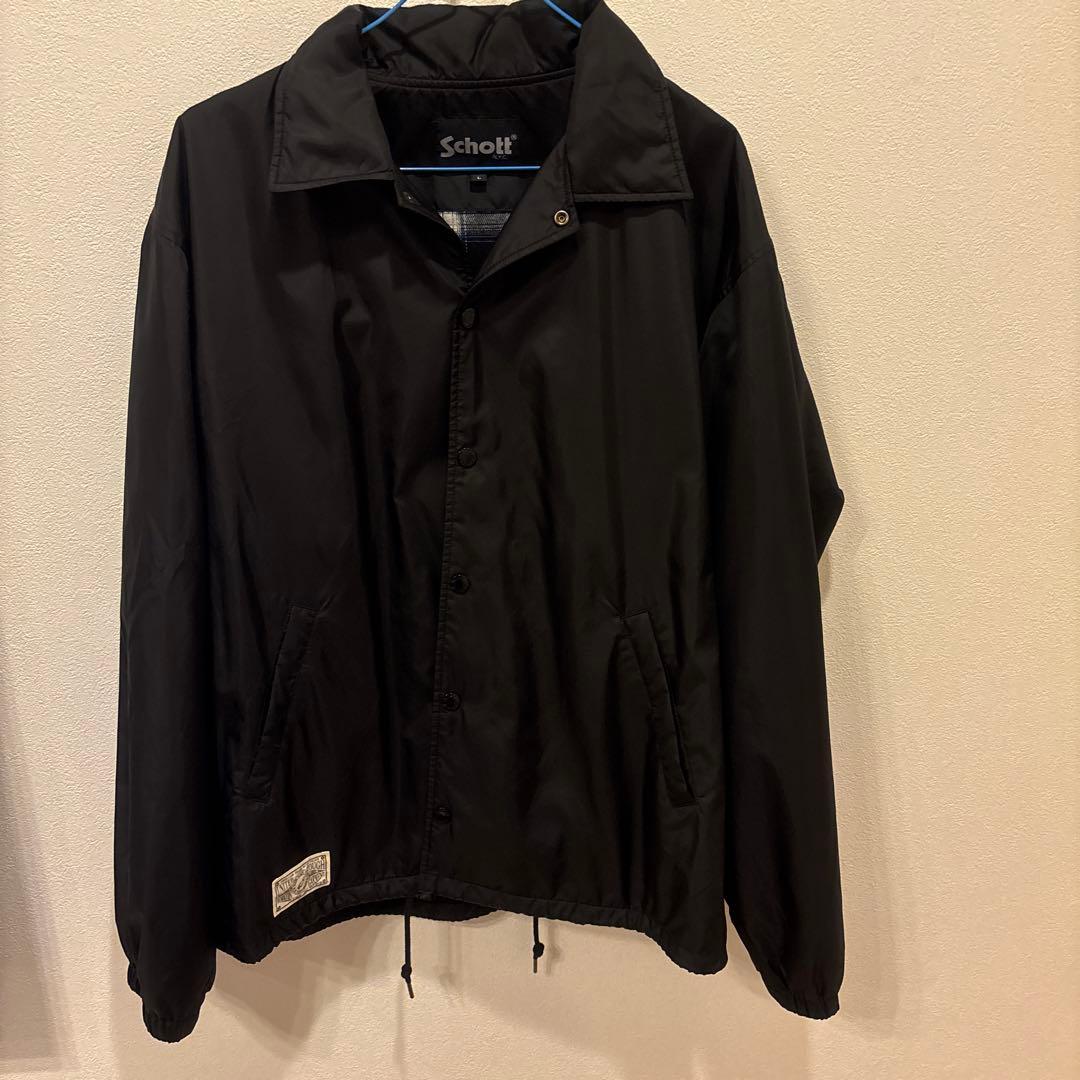 Schott ブラック ナイロン　コーチジャケット　Lサイズ　　ショット