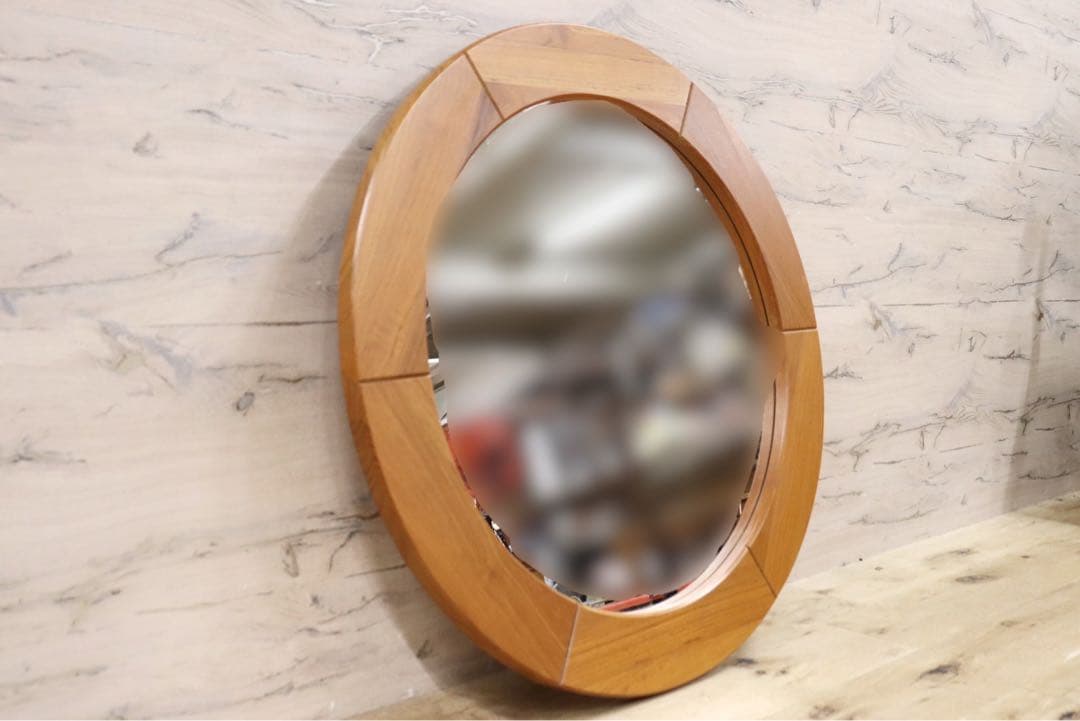 GMFK765○北欧スタイル チーク材 ヴィンテージ ウォールミラー 壁掛け鏡