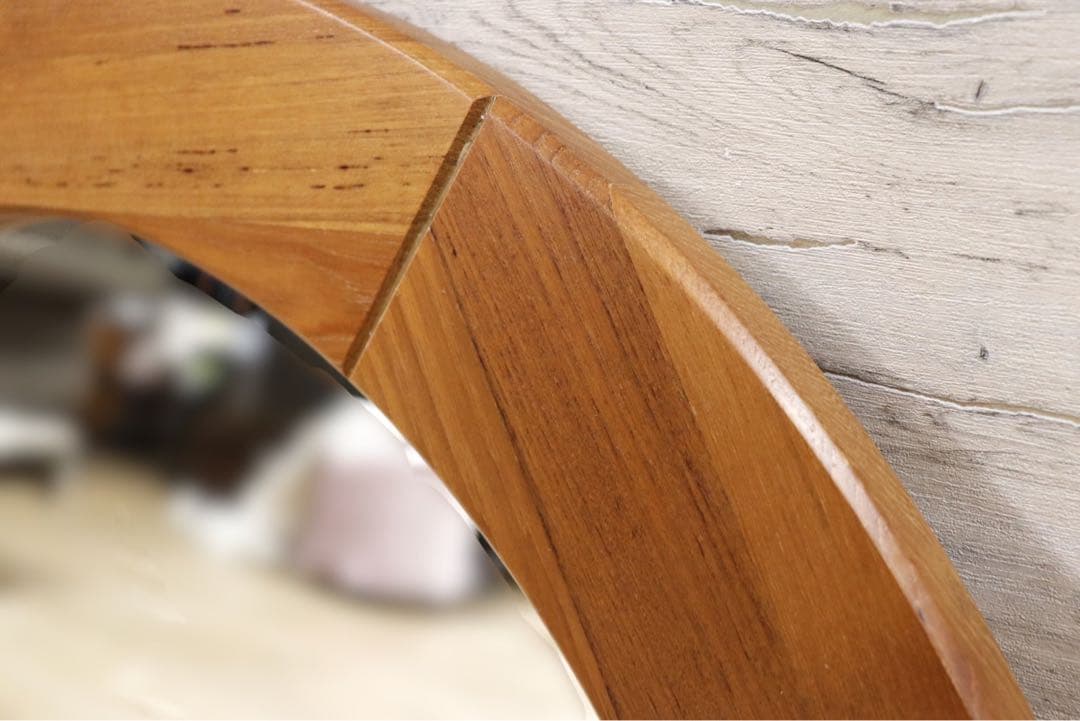 GMFK765○北欧スタイル チーク材 ヴィンテージ ウォールミラー 壁掛け鏡