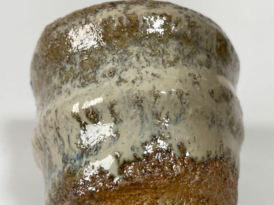 陶芸家　作家物　岡本作礼　斑唐津　ぐい呑　酒器　酒盃　筒盃