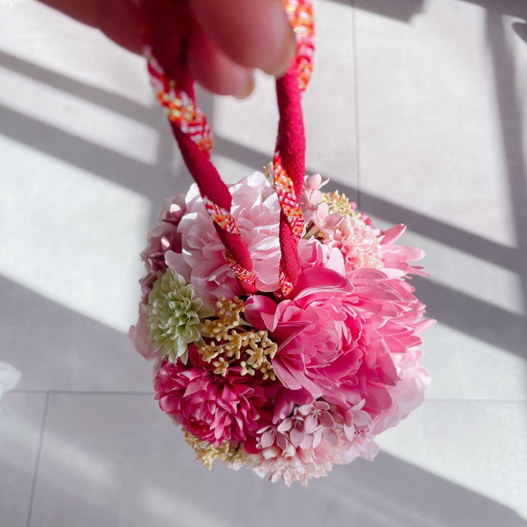 定価2万5千円　和装　ボールブーケ　造花　ピンク系　ウェディング　手鞠　フォト