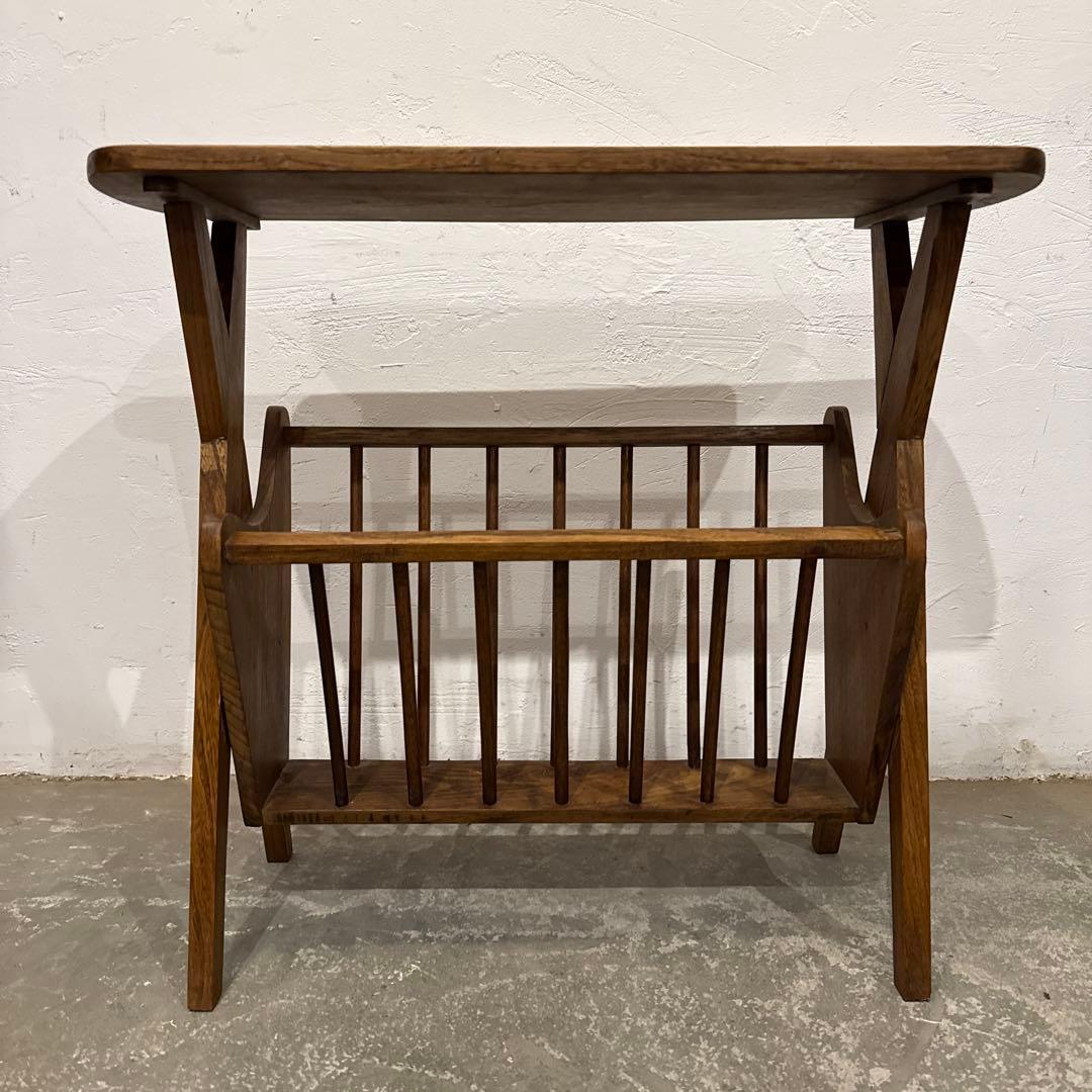 みずほヴィンテージ　木製サイドテーブル　マガジンラック付き