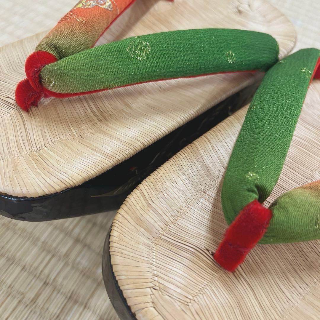 七五三 ぽっくり 七歳 飛鶴 漆金蒔絵 本畳 (未使用品)