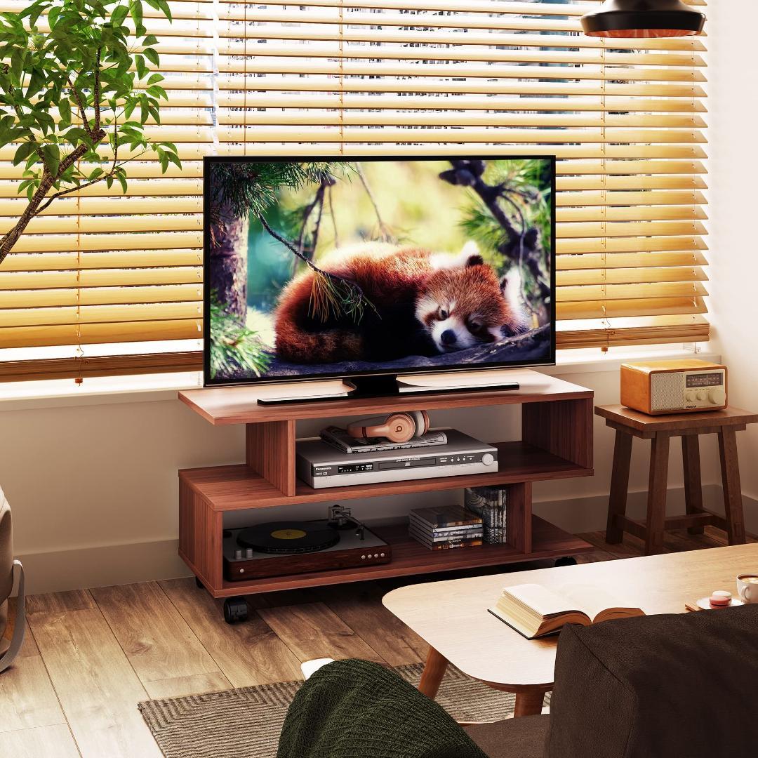 ローボード キャスター付 37V対応 移動楽々おしゃれS型テレビ台