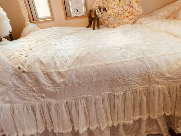 ❤️さえら★ヒスクローネ★お花モチーフフリル★ベッドカバー ★掛け布団カバー★姫系