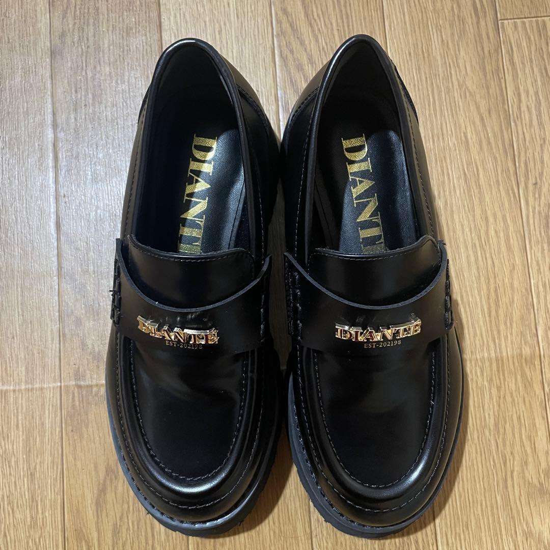 DIANTE ディアンテ ブラックローファー　厚底　Mサイズ