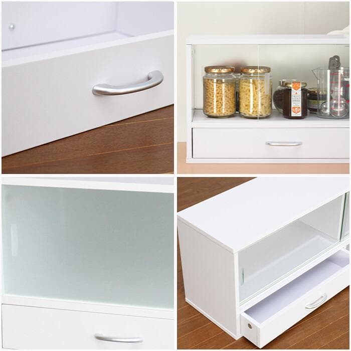 カウンター上収納ラック 幅90cm　ホワイト　コレクションケースにも