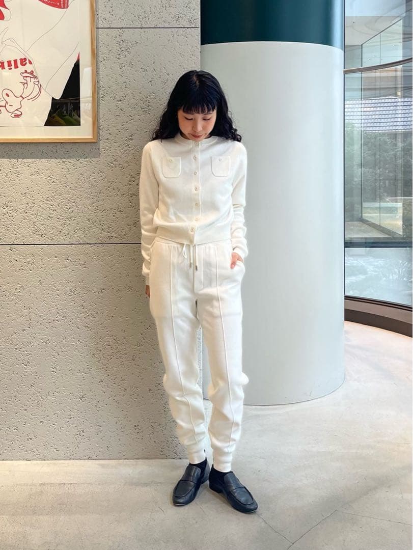 CABaN コットンカシミヤ クルーネックカーディガン　ホワイト XS