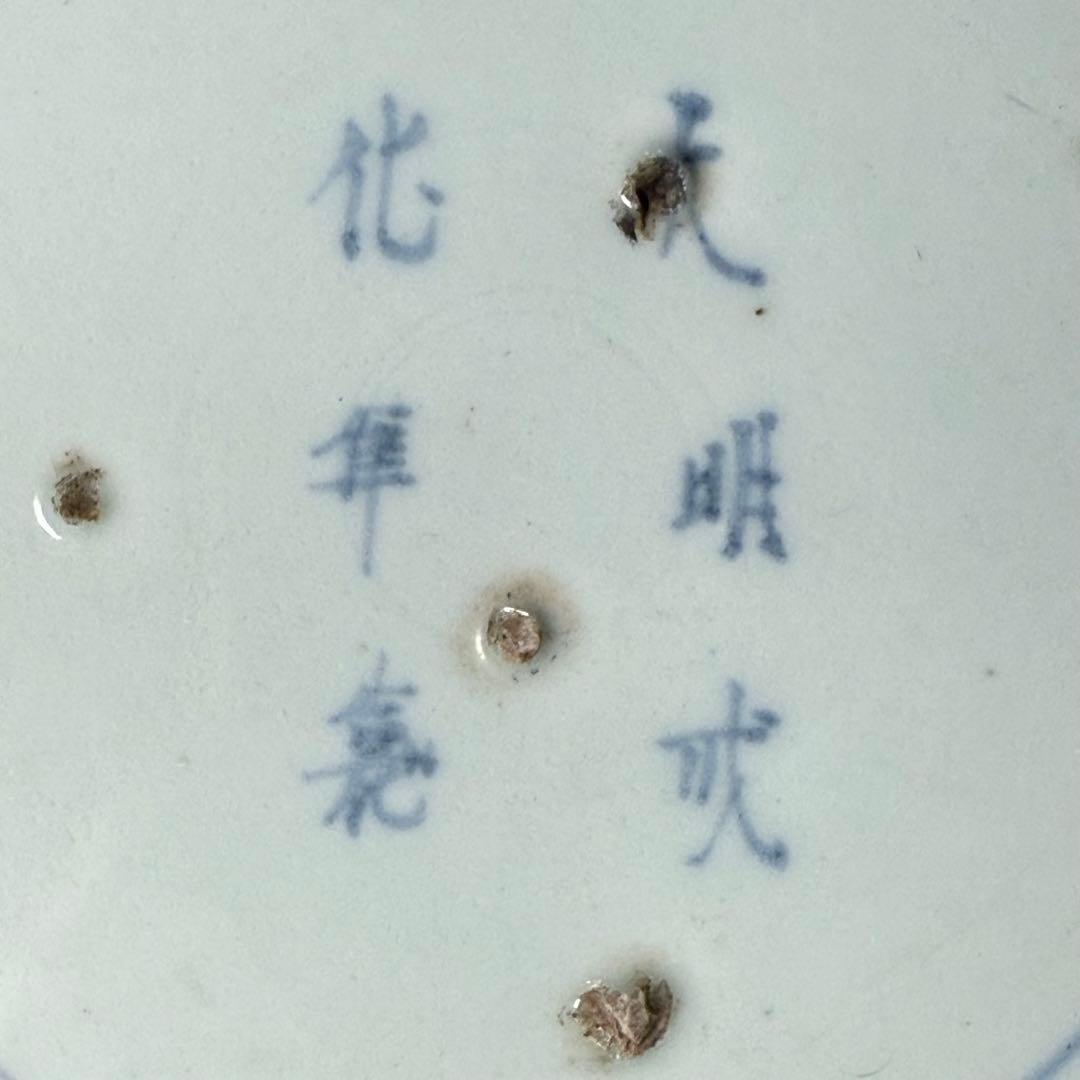 古伊万里　染付竹林蛸唐草文七寸皿　六枚　大明成化年製　名品　江戸中期　古美術