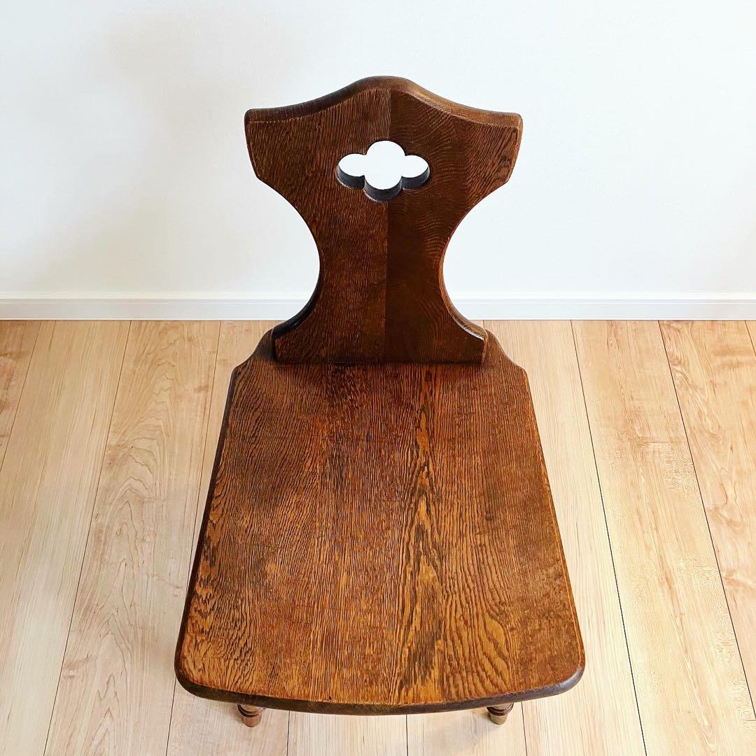 アンティークチェア　オーク材　腰掛け　ビンテージ家具　蚤の市　古家具　ブロカント