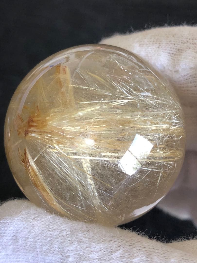 41.5mm ❤️金運アップ　✳タイチンルチル　ゴールドルチルクォーツ　丸玉