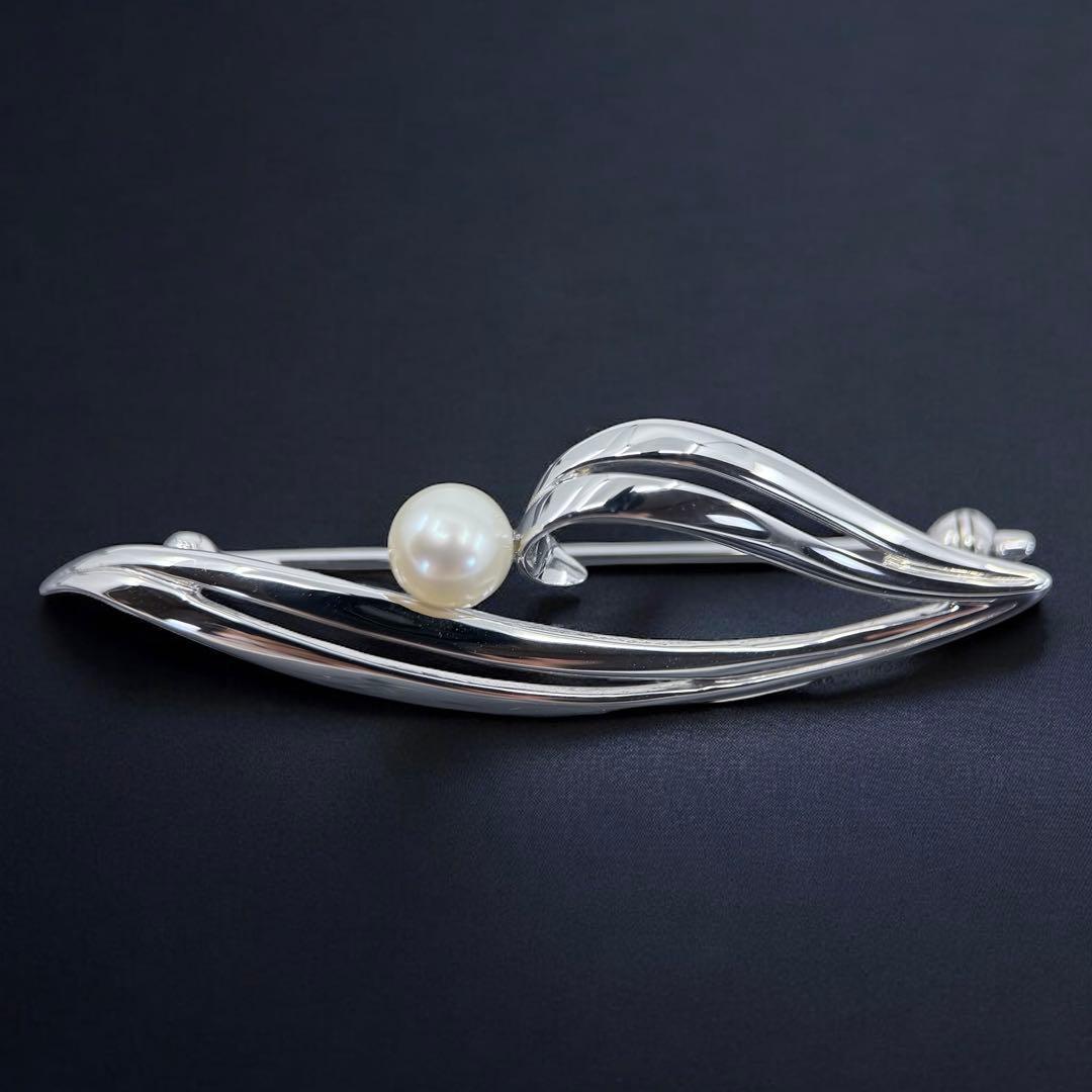 【極上】ミキモト　アコヤ　本真珠　パール　ブローチ　コサージュ　シルバー