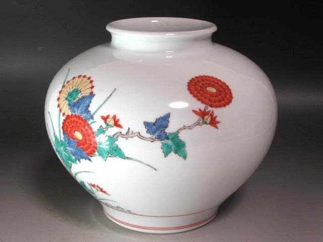 ☆　14代酒井田柿右衛門　錦粟鳥文花瓶　☆y528