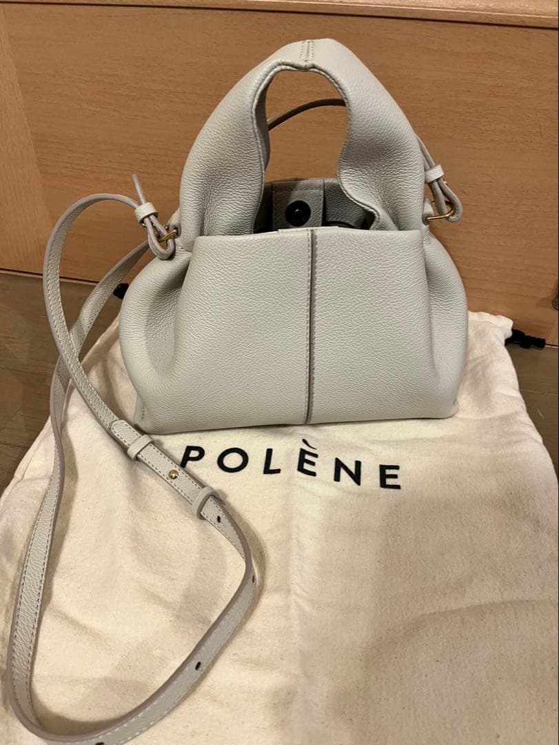 POLÈNE ホワイトレザー ショルダーバッグ