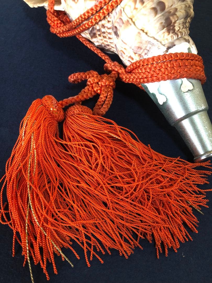 《レ》約41㎝ 修験道法螺貝 紐付 山伏 ほら貝 貝笛 251118え3