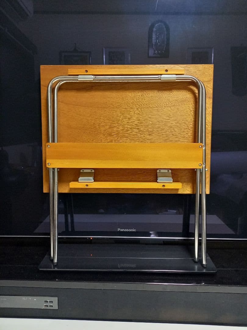 1980's　ミッドセンチュリー　モダン　メタル　ウッド　折り畳み式　テーブル