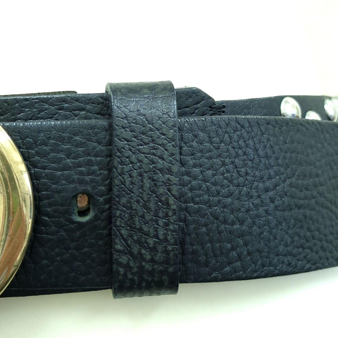 ドルチェ&ガッバーナ D&G スタッズ レザーベルト ブラック イタリア製