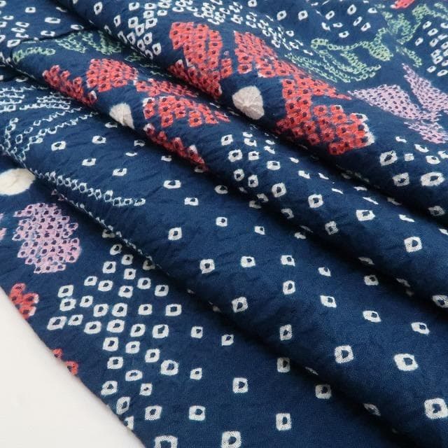 新品 有松鳴海絞り 蝶 夏着物 仕付け糸付 トールサイズ 高級浴衣 4078