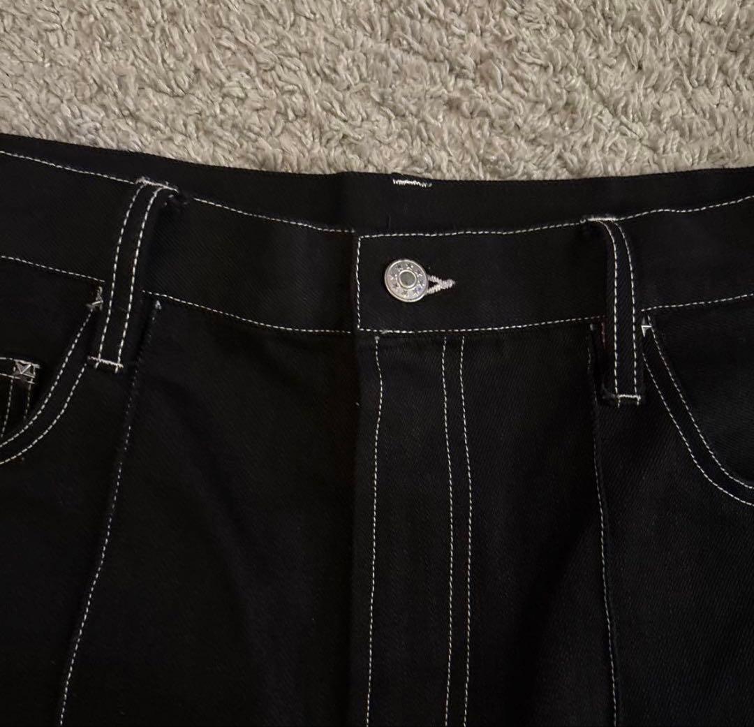 パンツ BELVET Pleated Wide-Leg Baggy Pants BK