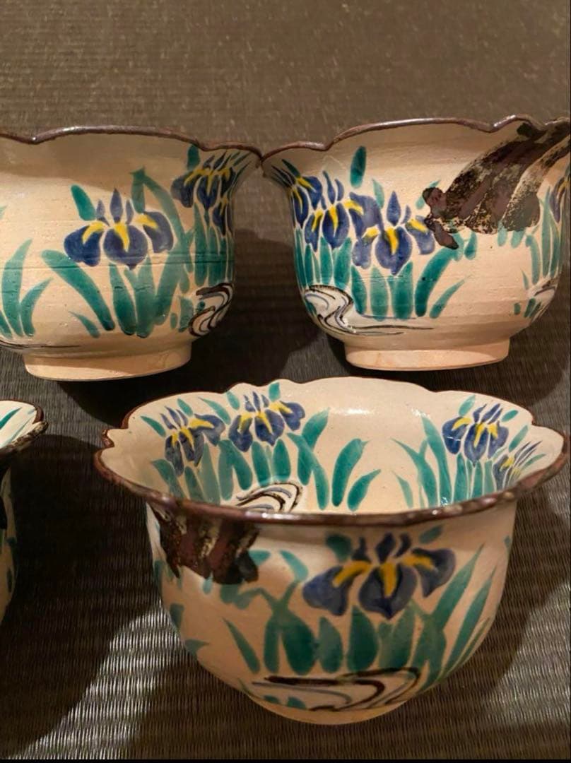 乾山写菖蒲15客　藤の花向付15客京焼 チロンマ