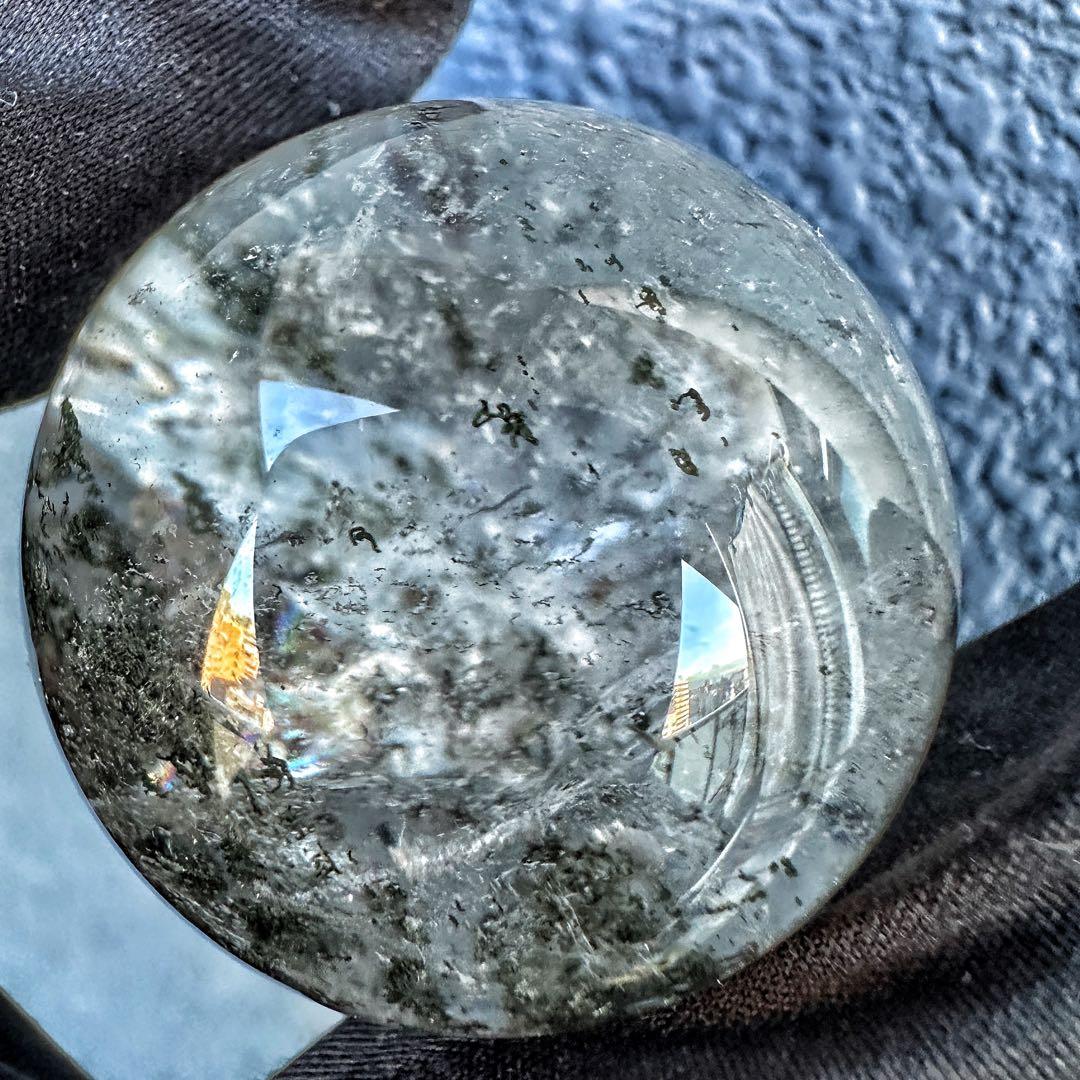 爆アレ❗️レインボー☆ガーデンクォーツ インクォーツ庭園水晶 丸玉 水晶A1323