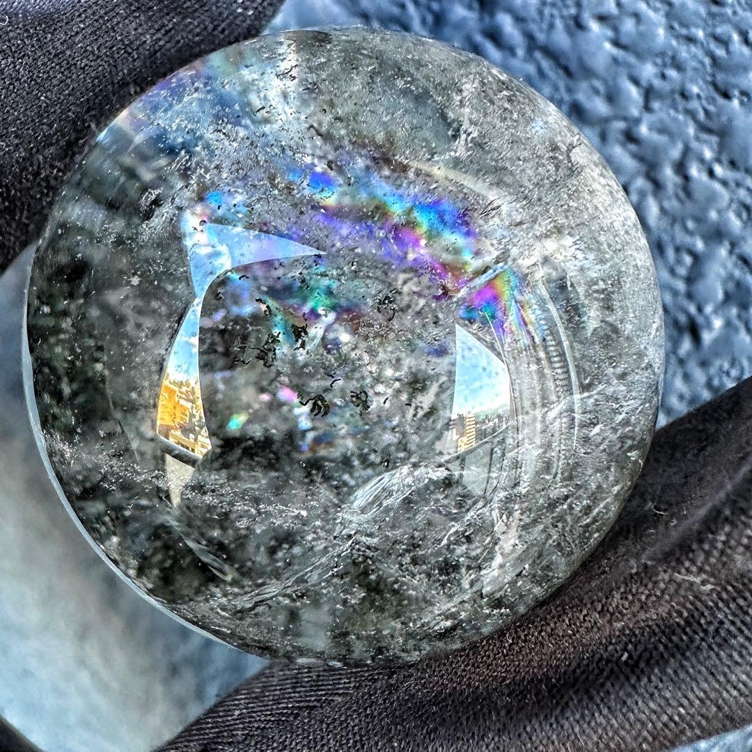 爆アレ❗️レインボー☆ガーデンクォーツ インクォーツ庭園水晶 丸玉 水晶A1323