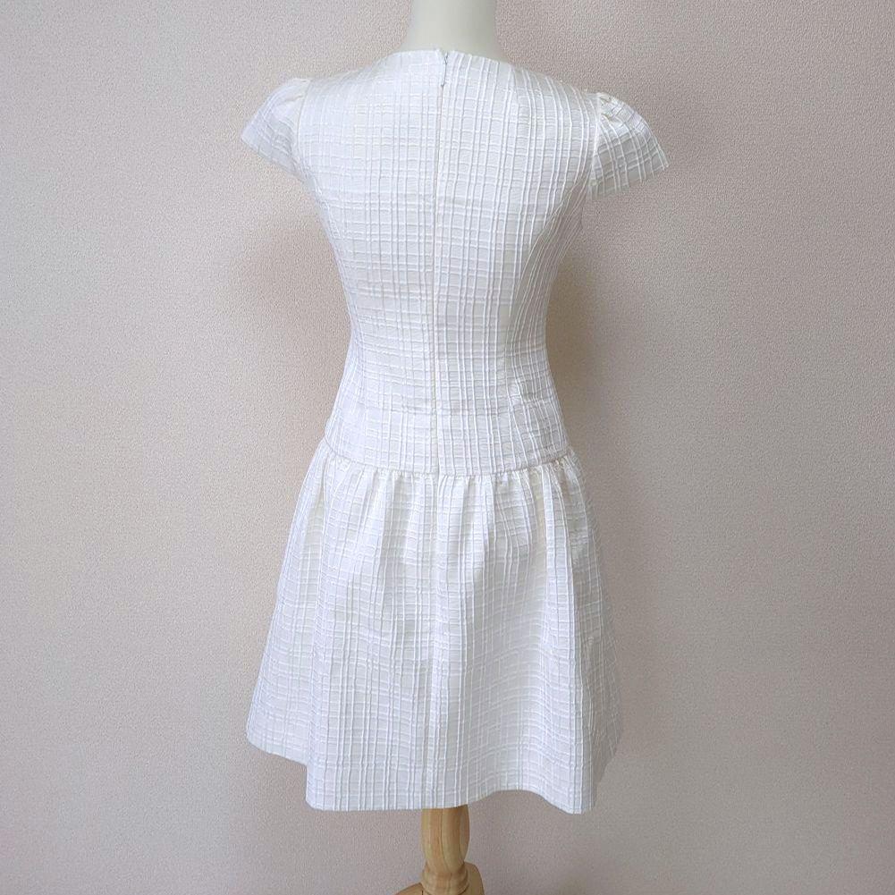 ☆Rene ルネ ジャガード フレアワンピース フレンチスリーブ Aライン 34