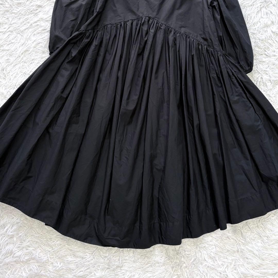 Merlette マーレット 膝丈ワンピース Vネック ギャザー ブラック XS