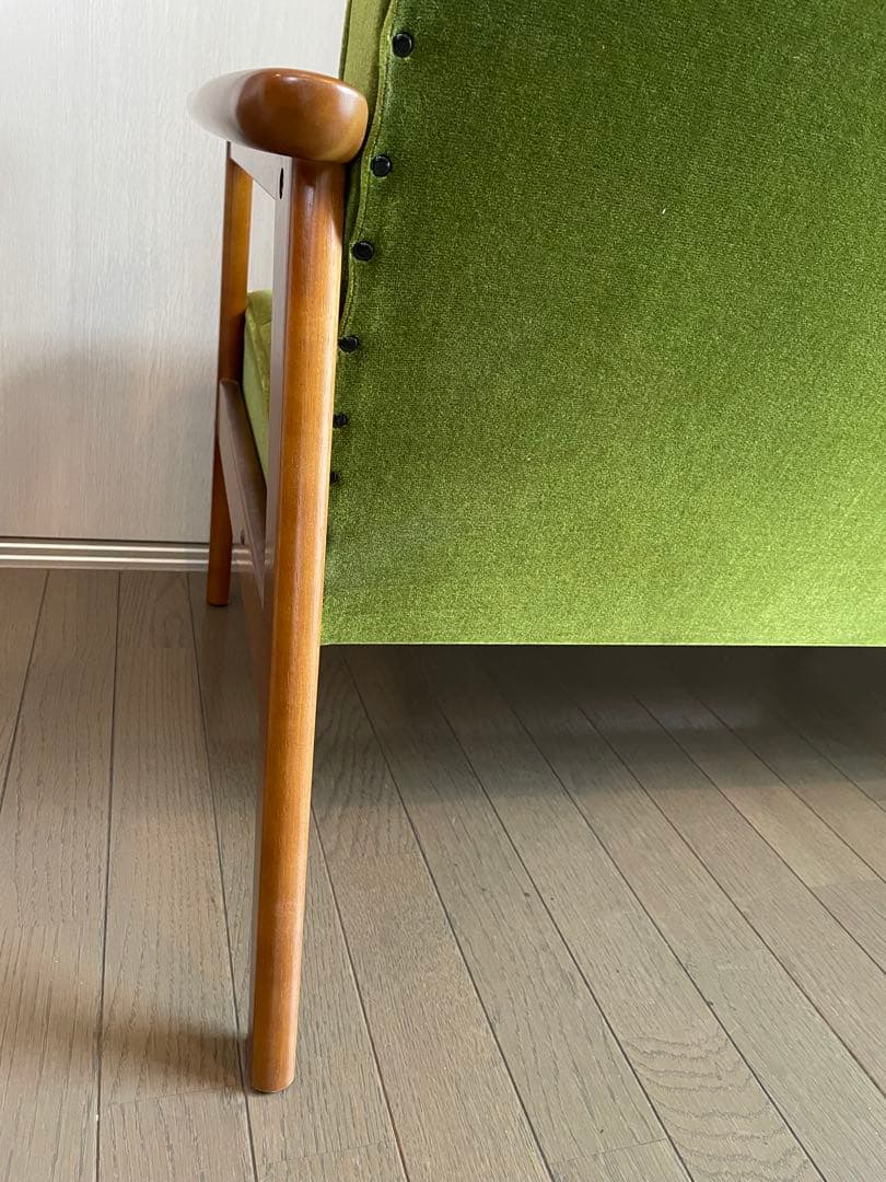 カリモク60Kチェア　2シーター　ソファ　モケットグリーン