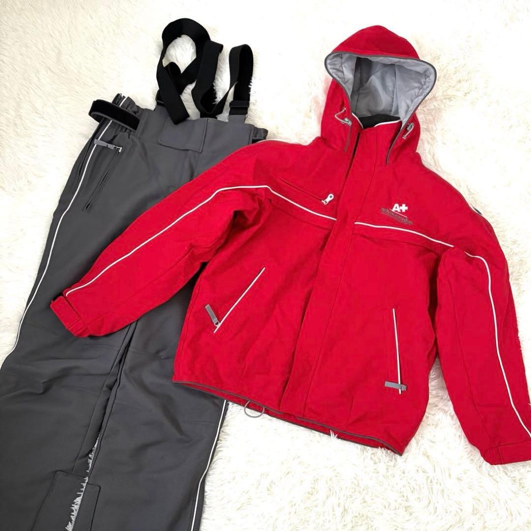 極美品☆asics advance plus スキーウェア　赤　上下セット　M