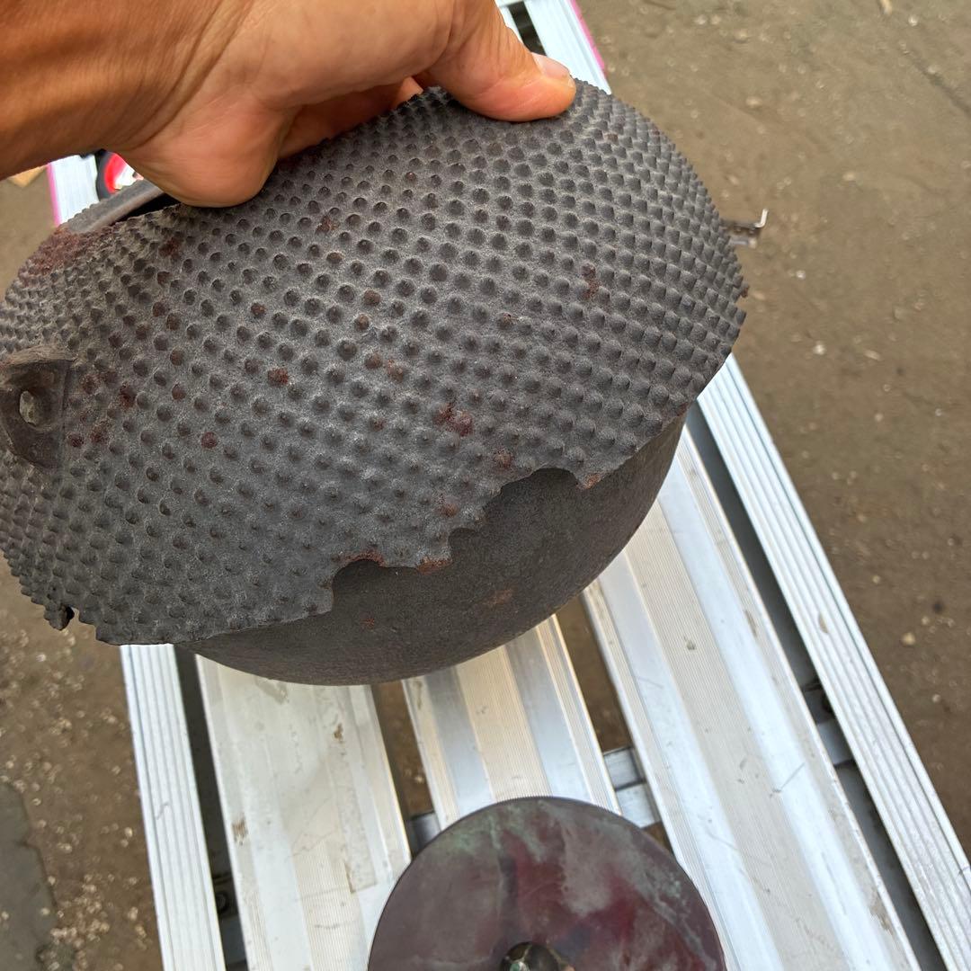 風炉釜 アラレ鉄釜 金属工芸 鐶付 釜鐶 茶道具 炭道具 茶釜 時代物 レトロ