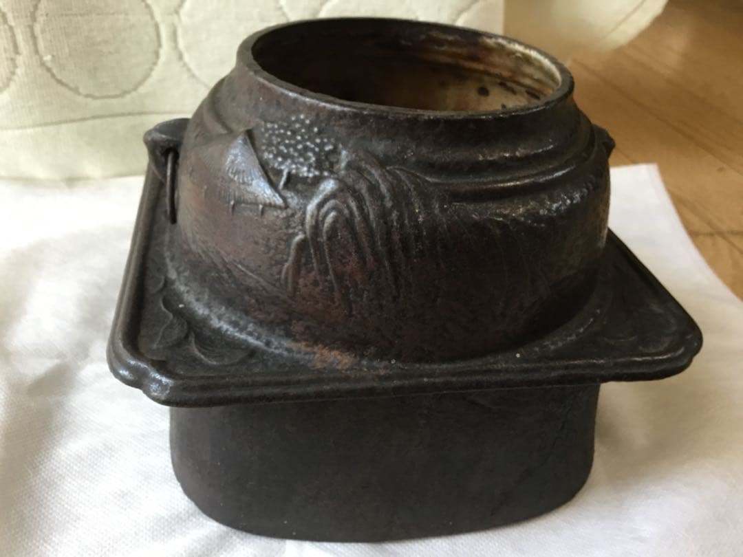 時代物　骨董　鉄瓶　茶釜　茶道具　茶器　真鍮蓋　美術品　レトロ　アンティーク