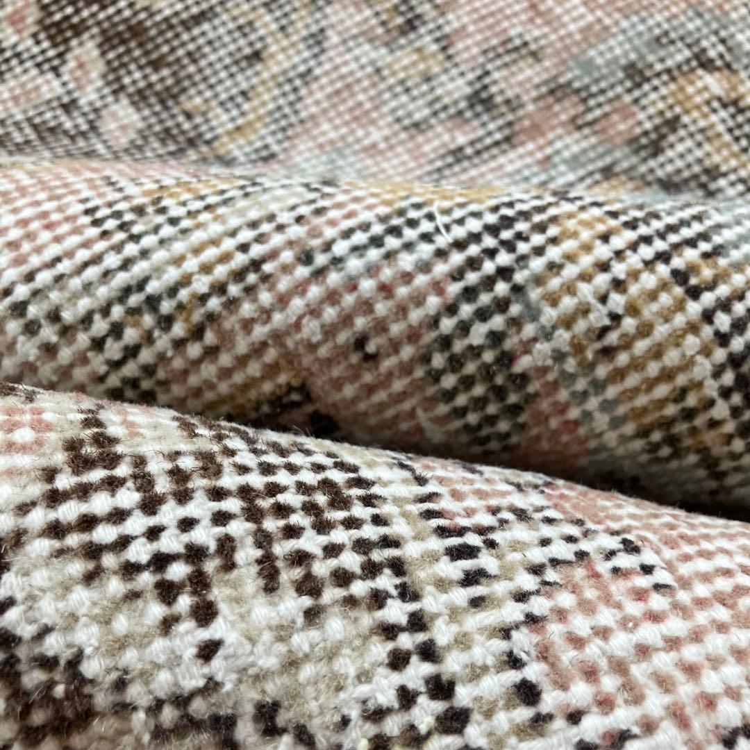 カフェオレ59×216ピンク　ブラウン　超ロングランナー　トルコヴィンテージラグ