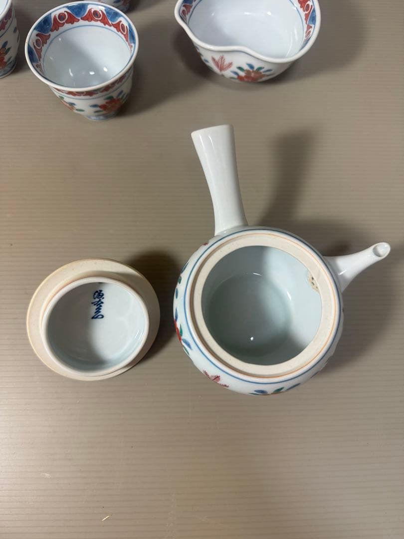2169源右衛門　古伊万里風桜図　玉露茶器セット　急須1客　湯冷し1客　湯呑5客