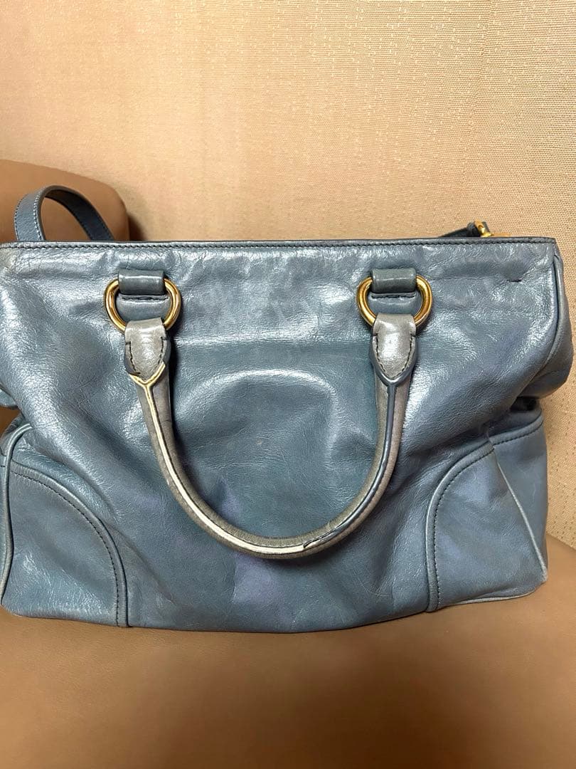 最終値下げ！！PRADA ブルーグレー レザーバッグ