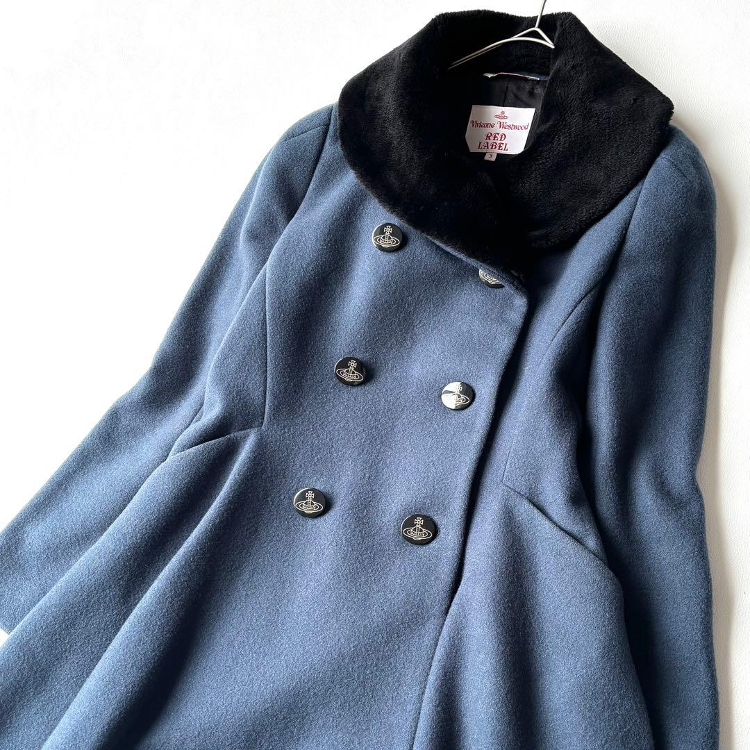 美品✨ヴィヴィアンウエストウッド　ウールメルトンコート　オーブ　Aライン　ファー