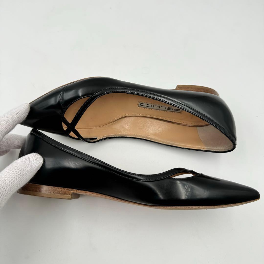 PELICO パンプス　フラット　レザー　ブラック　サイズ37